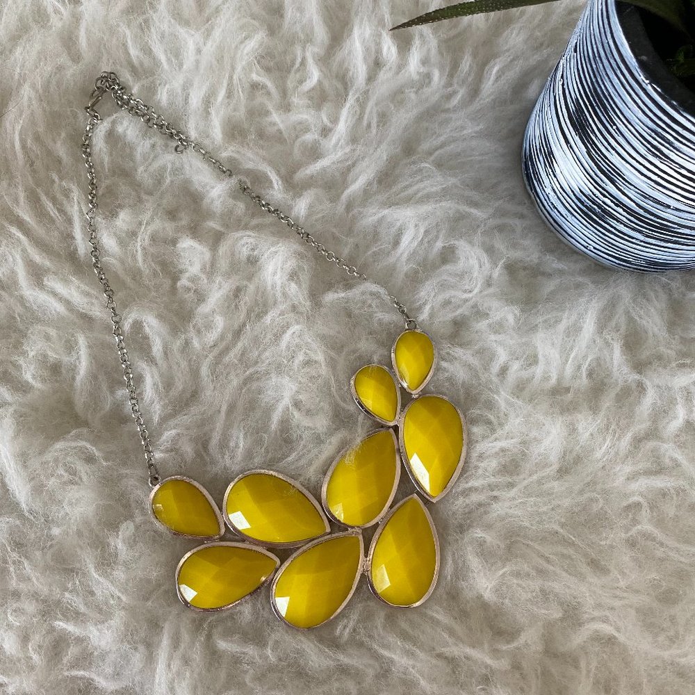 Yellow Bauble Necklace on Silver Link Chain